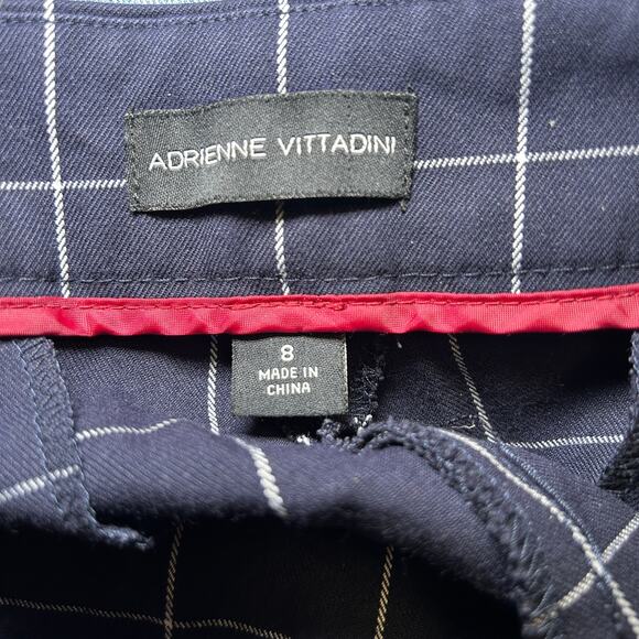 Adrienne Vittadini Plaid Stretch Trouser Pants Size 8 Blue / White‎ Straight Leg - Picture 3 of 8